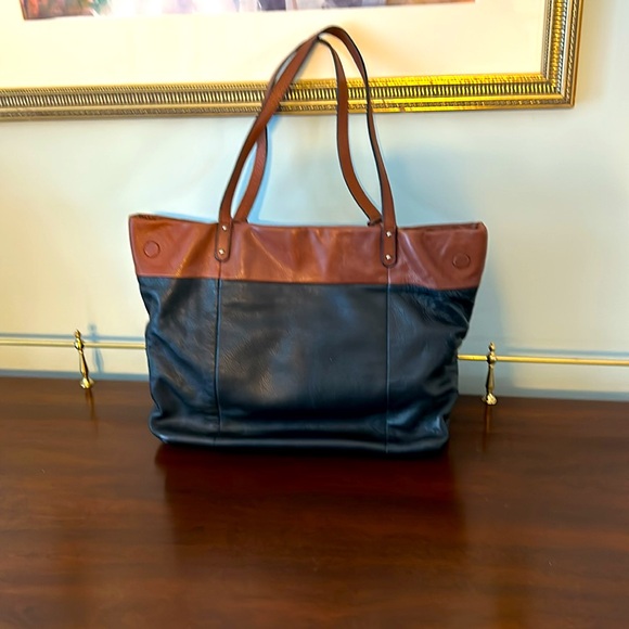 Brighton Bag black leather purse with brown trim - Picture 2 of 5